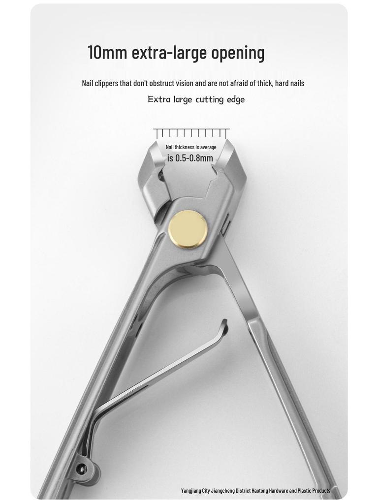 Stainless Steel Wide-Jaw Nail Clippers with Powder Die-Cast Finish for Manicure and Trimming