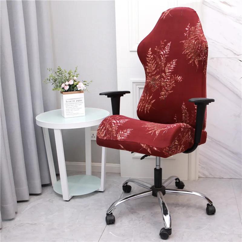 Office Computer Gaming Chair Covers Stretch Spandex Armchair Gamer Seat Cover Printed Household Racing Desk Rotating Slipcovers