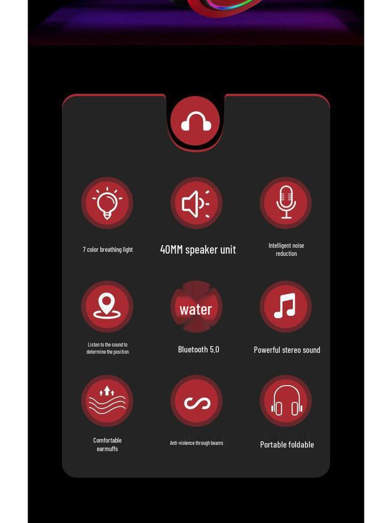 Новая светящаяся беспроводная Bluetooth-гарнитура B39: Складные, Накладные, Готовые к звонкам, с функцией слота для карты