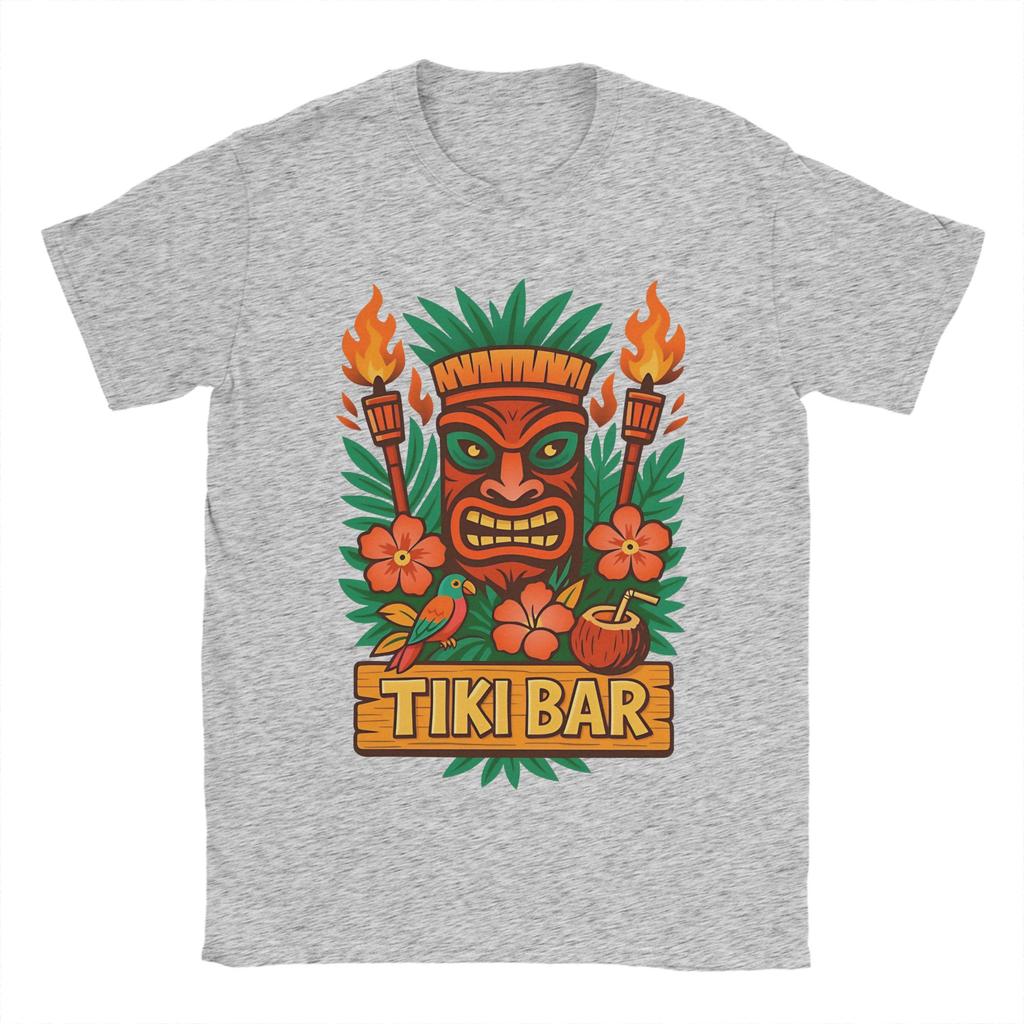 Retro Tiki Mask Tropical Fire Vibes Unisexs T Shirt Creative Tees Short Sleeve Crewneck TShirts Cotton Printed Clothing