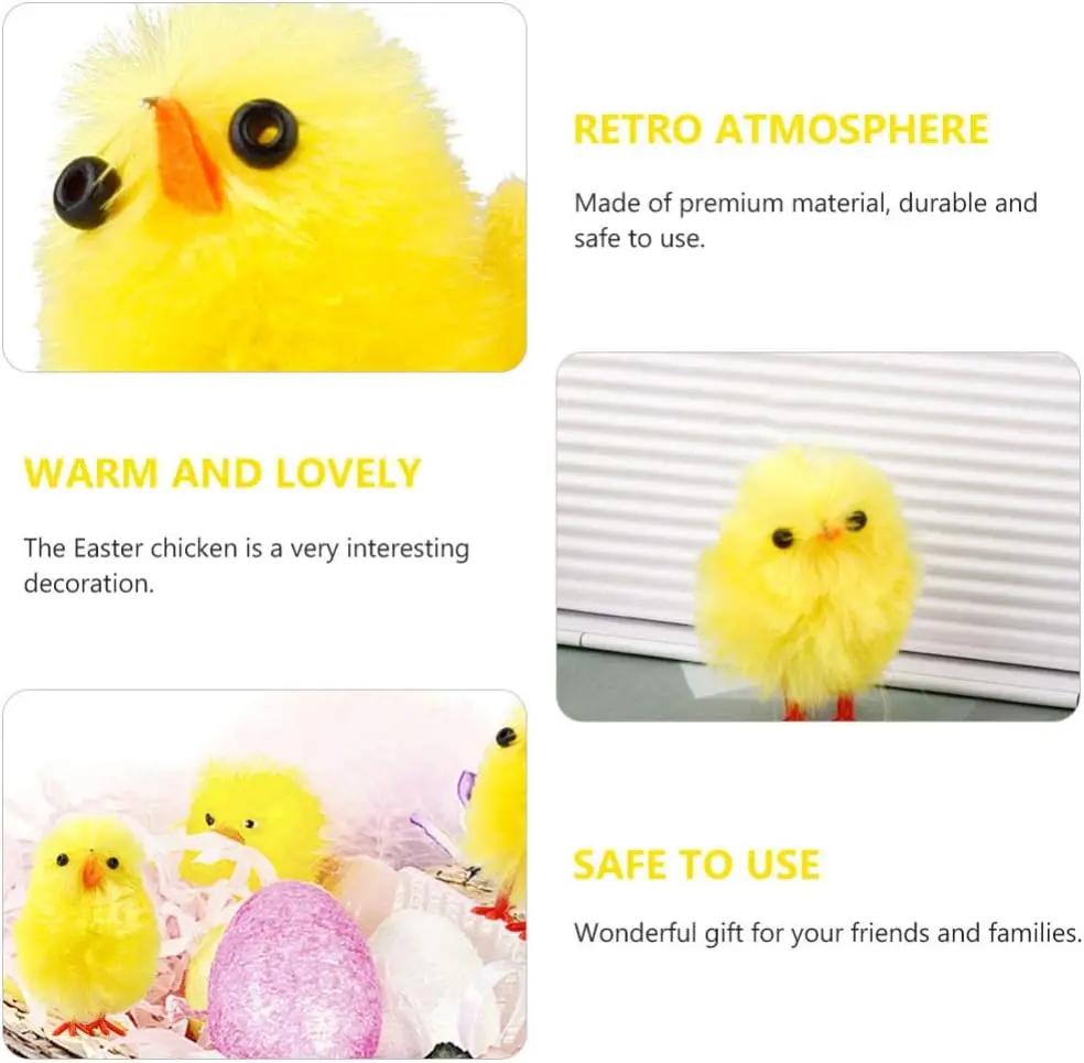 Cute Easter Chick Mini Animal Simulation Plush Small Yellow Chicken DIY Party Decoration Easter Gift Decoration for Home