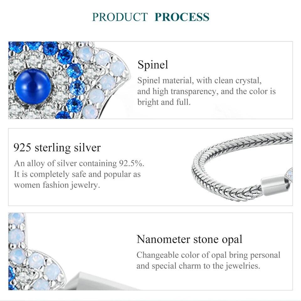 BAMOER Стерлинговое серебро 925 пробы Fatima Guardian с прозрачной застежкой CZ, браслет-подвеска, базовые браслеты, подходят для BAMOER и европейских подвесок из бисера