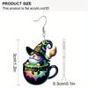 Halloween Themed Tea Cup Wizard Pattern Women Acrylic Earrings For Holiday Party Decor