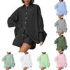 Women's Fashion Cardigan Solid Color Casual Pleated Long Sleeve Top Shorts Set