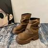 Ботинки Короткие ботинки Весна и осень Толстая подошва Ботинки Мартин Женские одинарные ботинки 2025 Коричневые Новые британские ботинки Женские Антикварные брюки