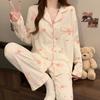 Spring and Autumn New Women's Wrinkled Cloth Pajamas Homewear Set of Girls Sweet and Lovely Casual Student Homewear Two-Piece