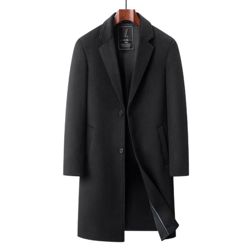 Autumn and Winter New Men's Trench Coat Medium and Long Suit Collar Business Casual Cotton Thickened Coat Men's Coat