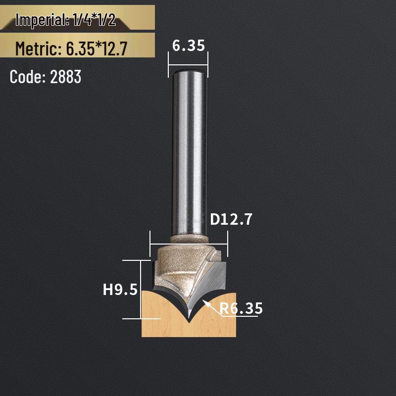 Профессиональный резьбовой нож с острым наконечником из вольфрамовой стали с хвостовиком 1/2" и фреза для обрезки с хвостовиком 1/4" для деревообработки