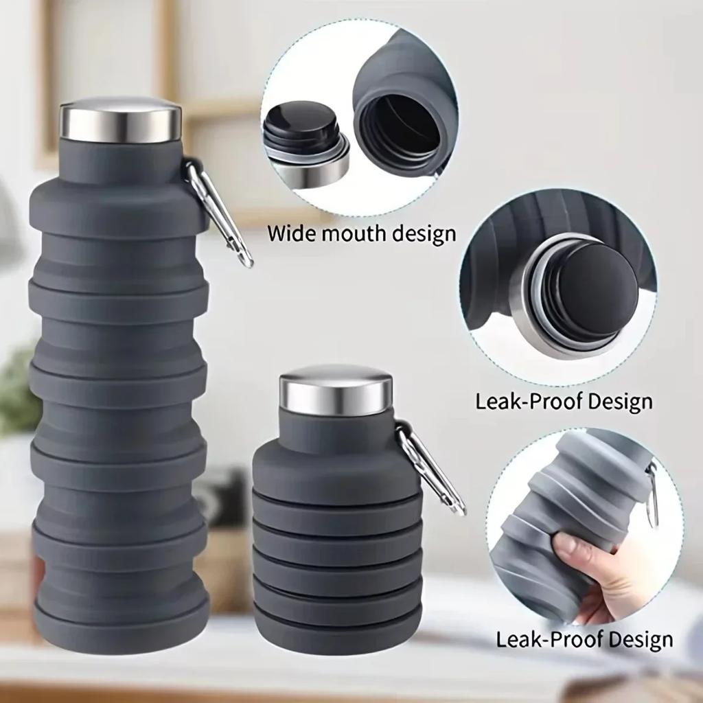 New Portable Collapsible Water Bottle Silicone Bottle Foldable Reusable Hiking Cup For Outdoor Mountaineering Tours Travel Tools