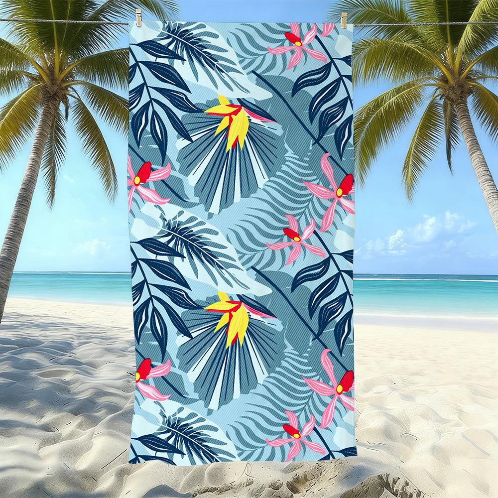 Seaside Microfiber Beach Towel, Water-Absorbing Quick-Drying Double-Sided Velvet Printed Bath Towel