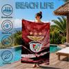 Ben Football Crest Printed Microfiber Beach Towel, Soft And Absorbent, Quick-Dry, Ideal for Summer Travel, Beach Essential, Swimming Pool