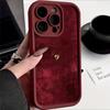 Бордовая Замша с Золотым Узором в Виде Сердца Мягкий TPU Чехол Для iPhone 17 16 15 14 Pro Max 13 12 11 XS X XR 7 8 Plus 16E 17 Air Cover