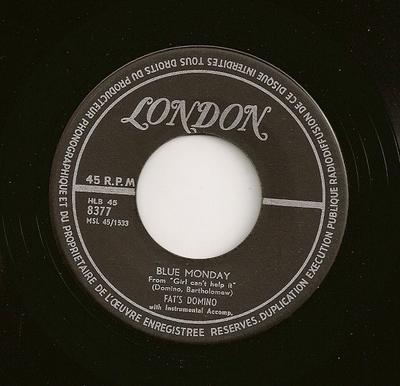 7-дюймовая пластинка FATS DOMINO - Blue Monday / What's The Reason I'm HLB458377 London Records 1956 Франция Рок Б/У