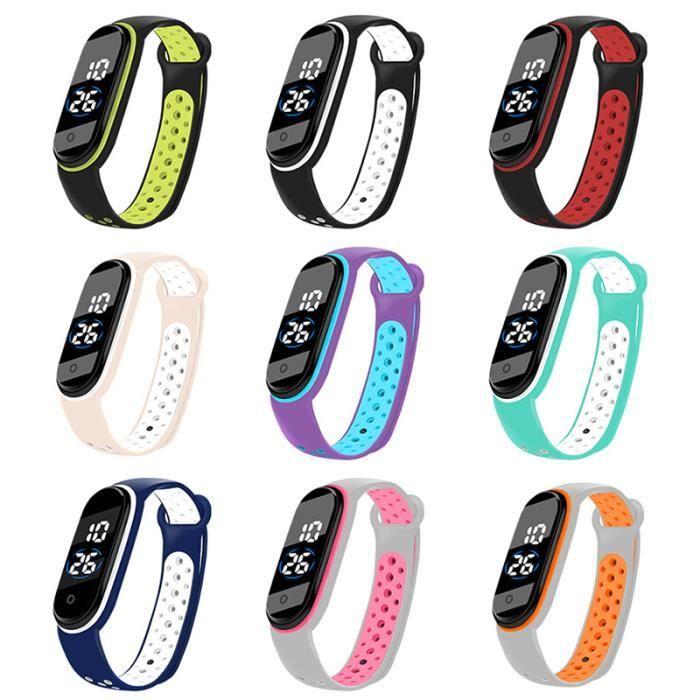 MONTRE BLUETOOTH-MONTRE INTELLIGENTE ,M6B--Montre de sport numérique LED étanche pour enfant, ado garçon et fille, bracelet en silic