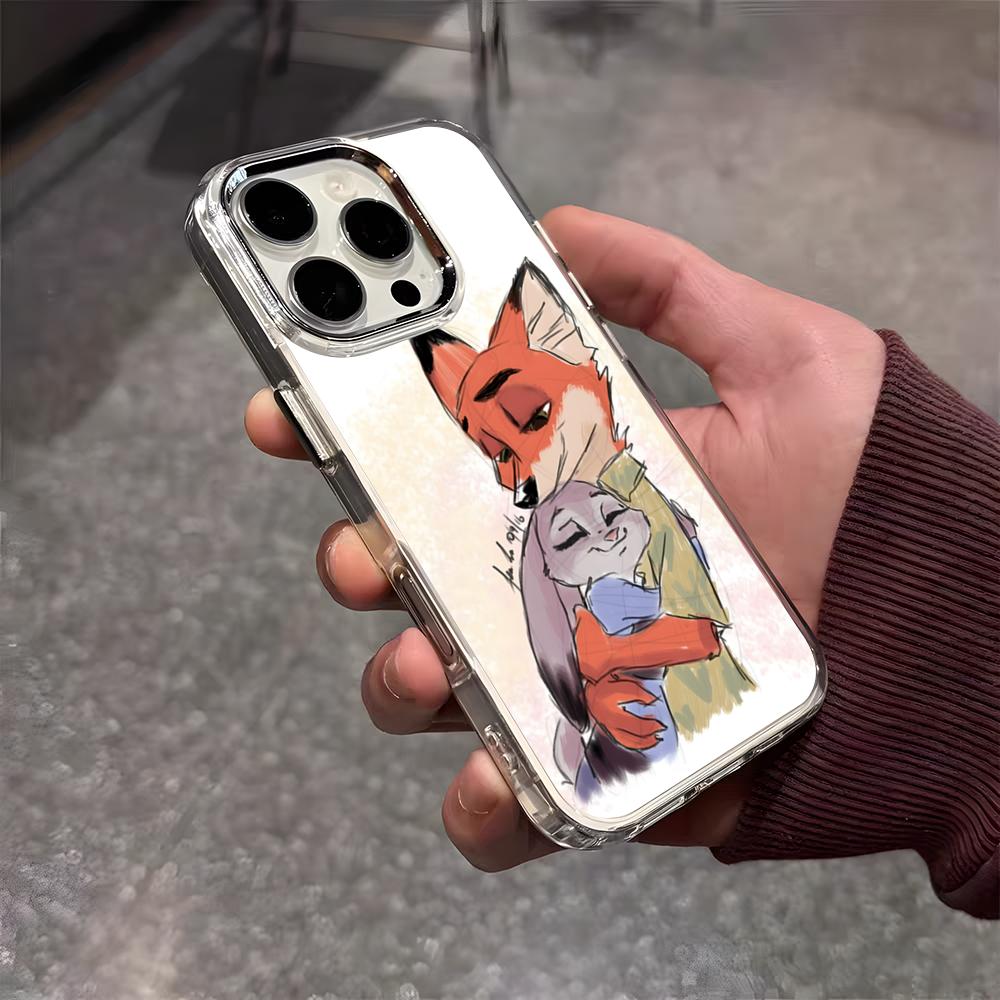 Аниме Z-Зверополис Чехол для телефона для iPhone 17 Air 16 E 15 14 13 12 11 Plus Pro Max Гальванизированный Прозрачный Мягкий Чехол