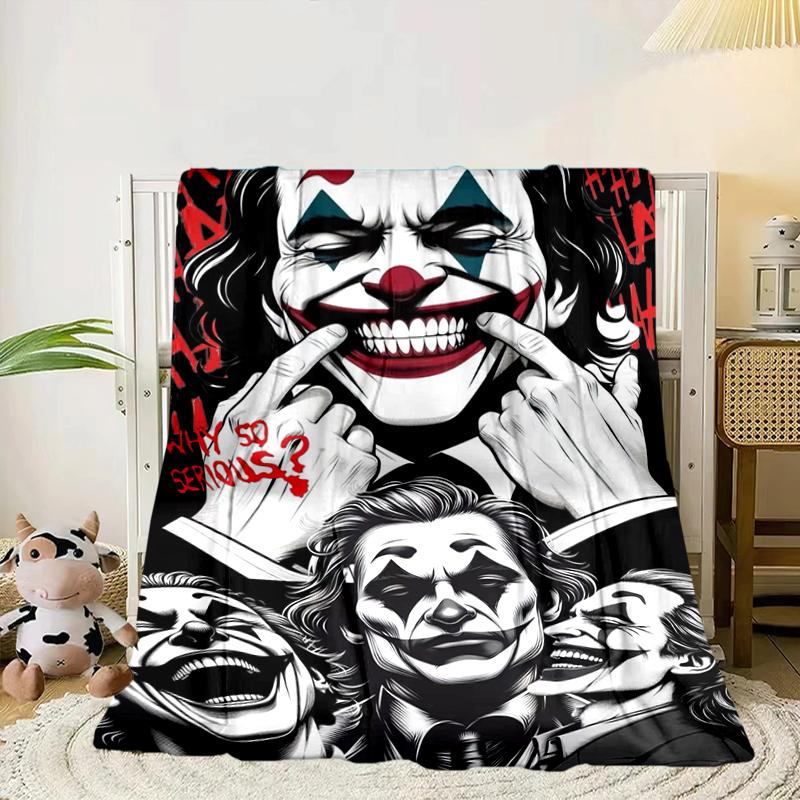 Cool clown Pattern Blanket Flannel Blanket for bed, sofa, Camping, Hiking, Picnic Essentials, gift for family Fan gifts