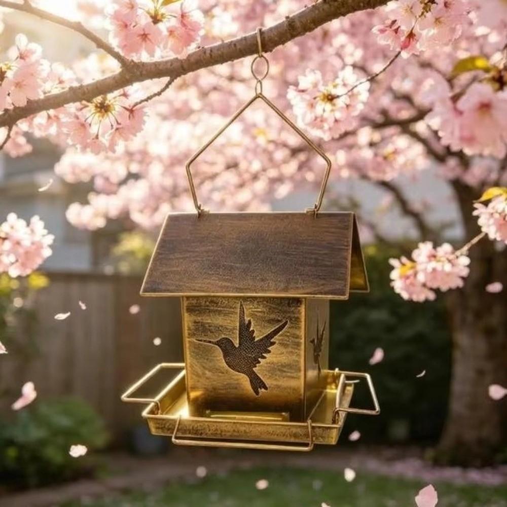 Windproof Hanging Metal Bird Feeder Iron Wildlife Shelter Bird Feeding Station  Garden Setting