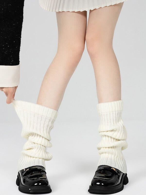 Acrylic Slouch Knitted Solid Khaki White Black Grey Breathable Keep Warm Leg Warmer Boot Socks for Women