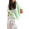 New Leisure Casual V-neck Button Loose Knit Cardigan Women's Top For Inner Wear