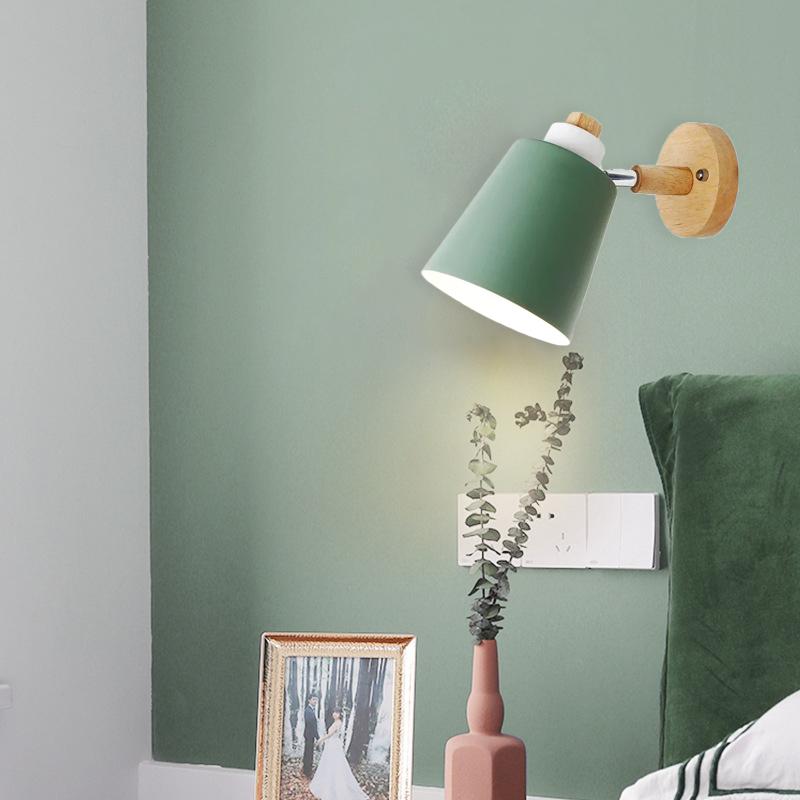 Modern LED Wall Lamp Macaron E27 Blub With Plug For Study Bedroom Bedside Hallway Living Room Home Decoration Lighting Fixtures
