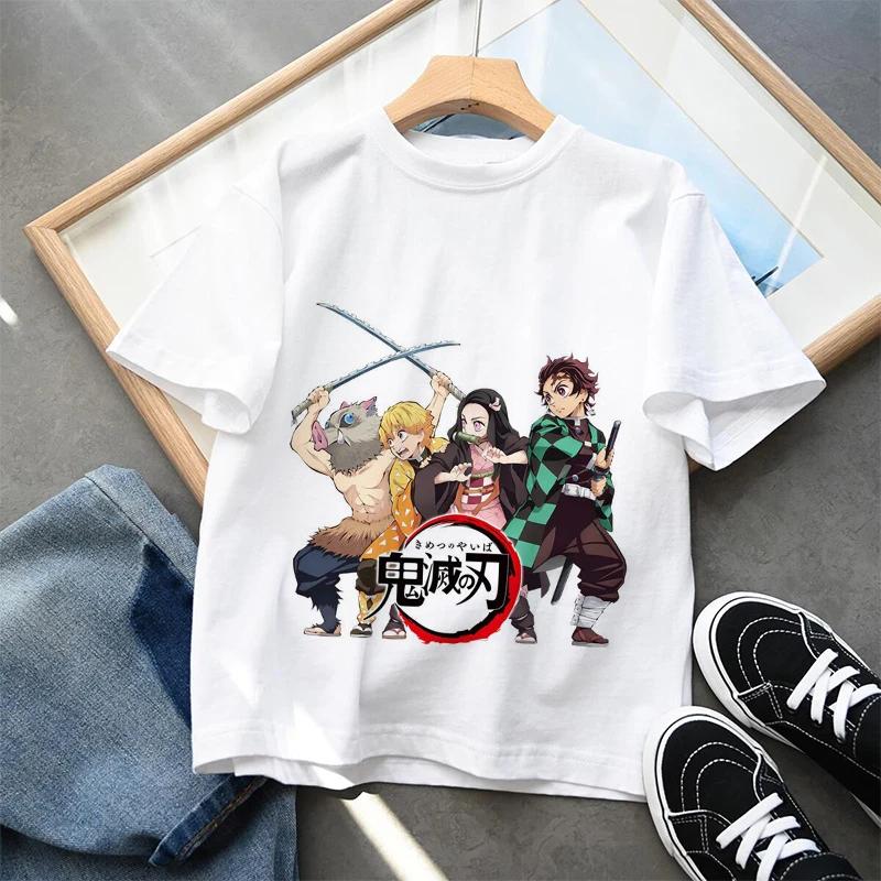 Plus Size Demon Slayer Anime Printed Men and Women Tshirt Casual Parent Child Top Fashion Cotton Summer Y2K Street Harajuku