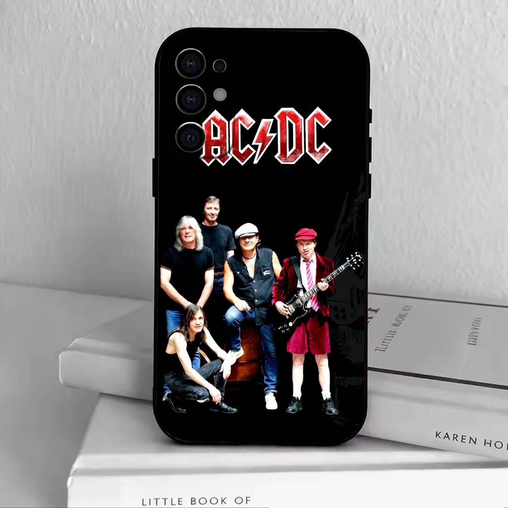 AD AC DC Phone Case Black Silicone Soft For Samsung S25,S24,S21,S22,S23,S30,Ultra,S20,Plus,Fe,Lite