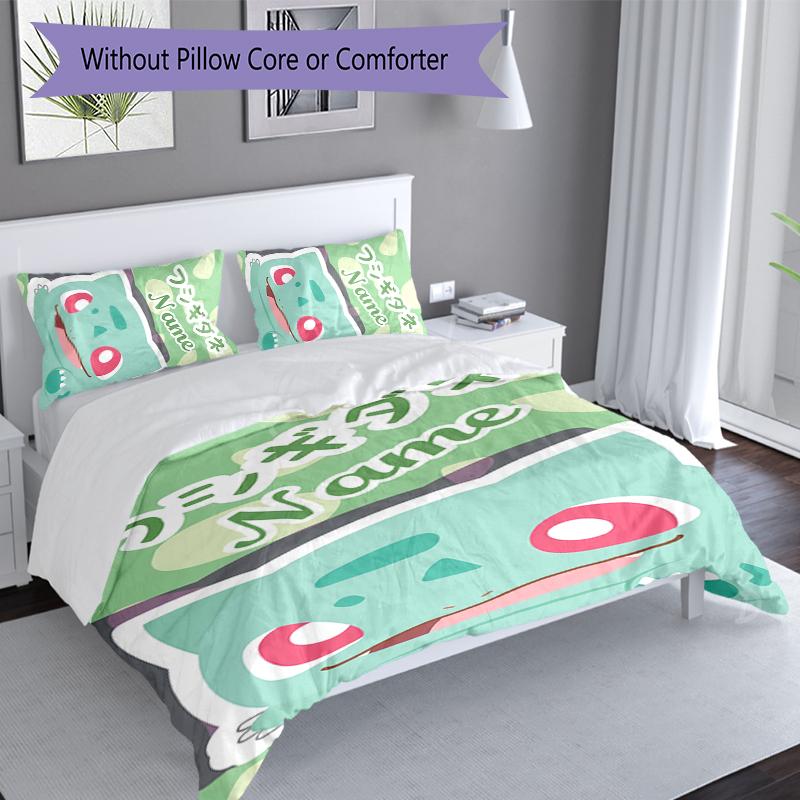 3pcs Custom Name Pokémon Bedding Set,Includes 1 Duvet Cover and 2 Pillowcases,All-season Bedroom Decor