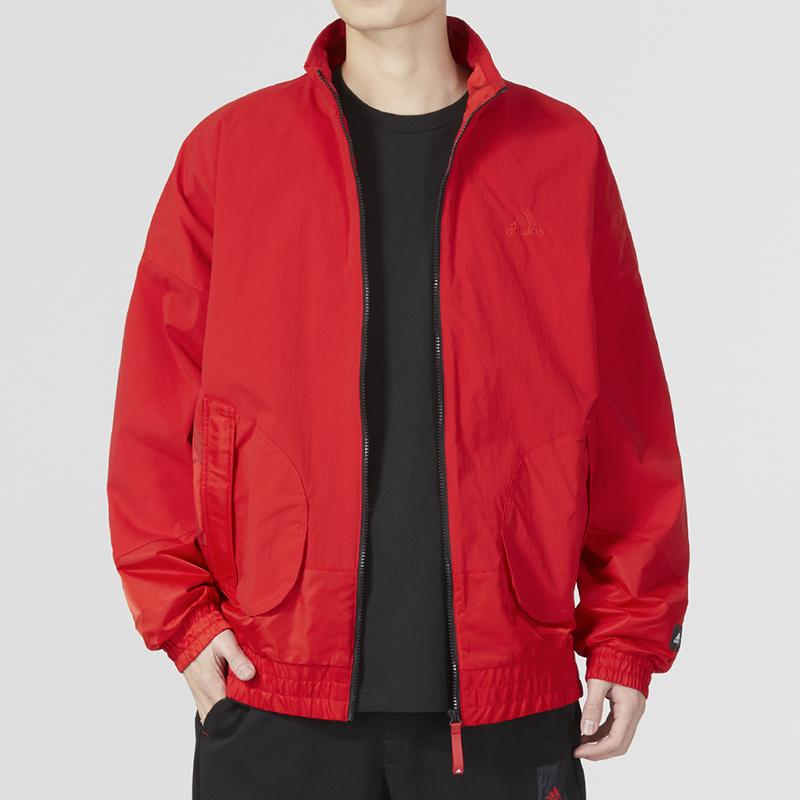 adidas CM Comfort Тканая куртка Повседневная однотонная мужская верхняя одежда с воротником-стойкой Красная HZ3039