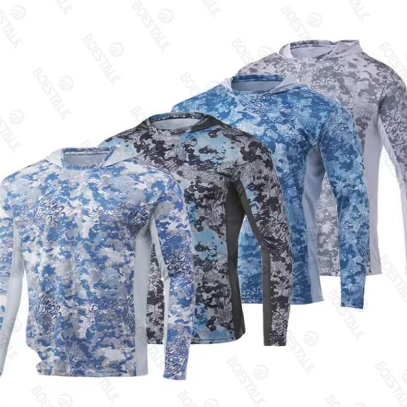 Long Sleeve Hooded Fishing Shirt UPF Quick Dry Breathable Outdoor Gear Men