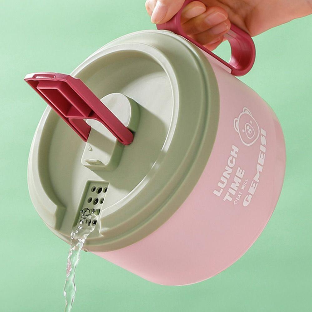 1300ML 304 Stainless Steel Instant Noodle Bowl Leakproof Udon Soup Bowl For Students, Office