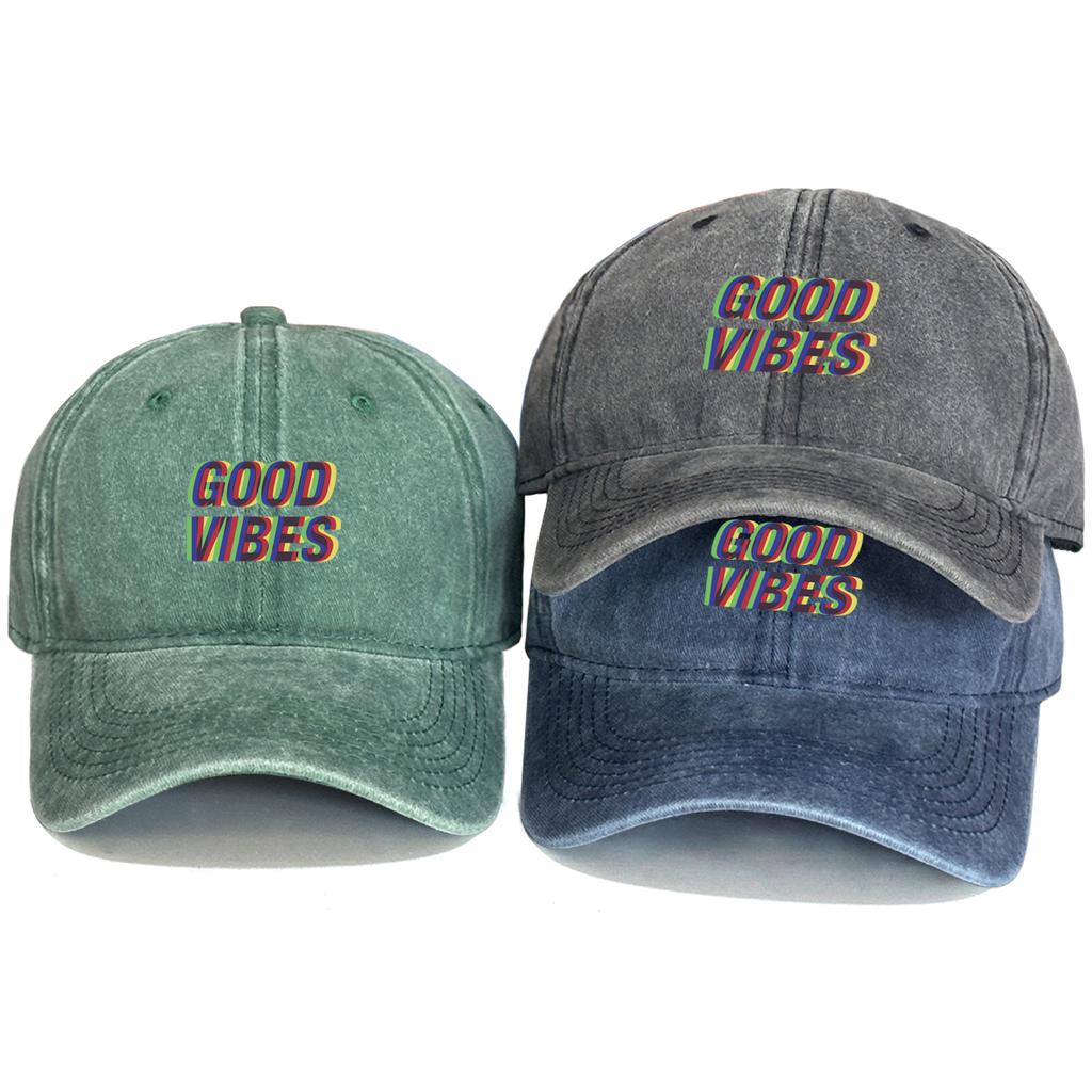 Unisex Baseball Caps "GOOD VIBES" Trucker Cap Casual Fashion Adjustable Baseball Hat Ideal Choice For Gifts One Size Fits All