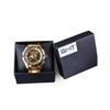 Forsining Men's Mechanical Watch with Golden Stainless Steel Skeleton, Transparent and Waterproof