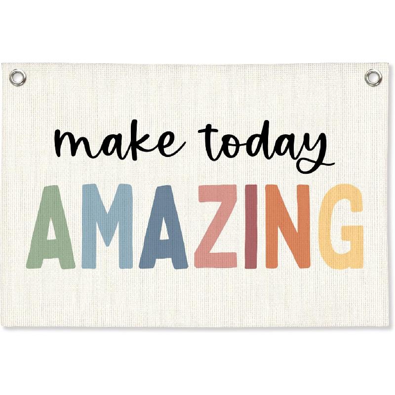 Винтажный Декор Стены Классной Комнаты, Вывеска Добро Пожаловать, Ретро Баннер-Флажок на Холсте для Игровой Комнаты, Детской Комнаты, Нейтральное Настенное Искусство для Комнаты Малыша, Мальчиков