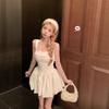 Elegant White Summer Suspender Dress - Sexy, Slimming, Puffy Princess Style for Petite Women