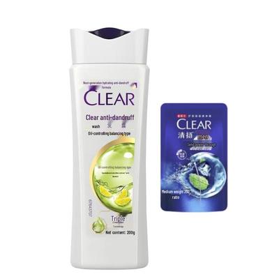 CLEAR Освежающий шампунь для контроля жирности против перхоти (2 x 200 г)