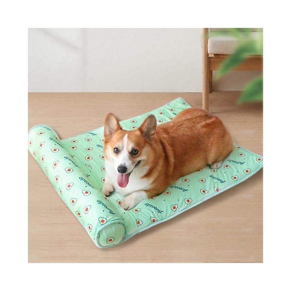 Pet Cooling Mat Summer Ice Silk Cold Pad Cooling Cushion Blue Banana Pattern 60x40cm S Lightweight Portable Comfortable for Cats And Dog