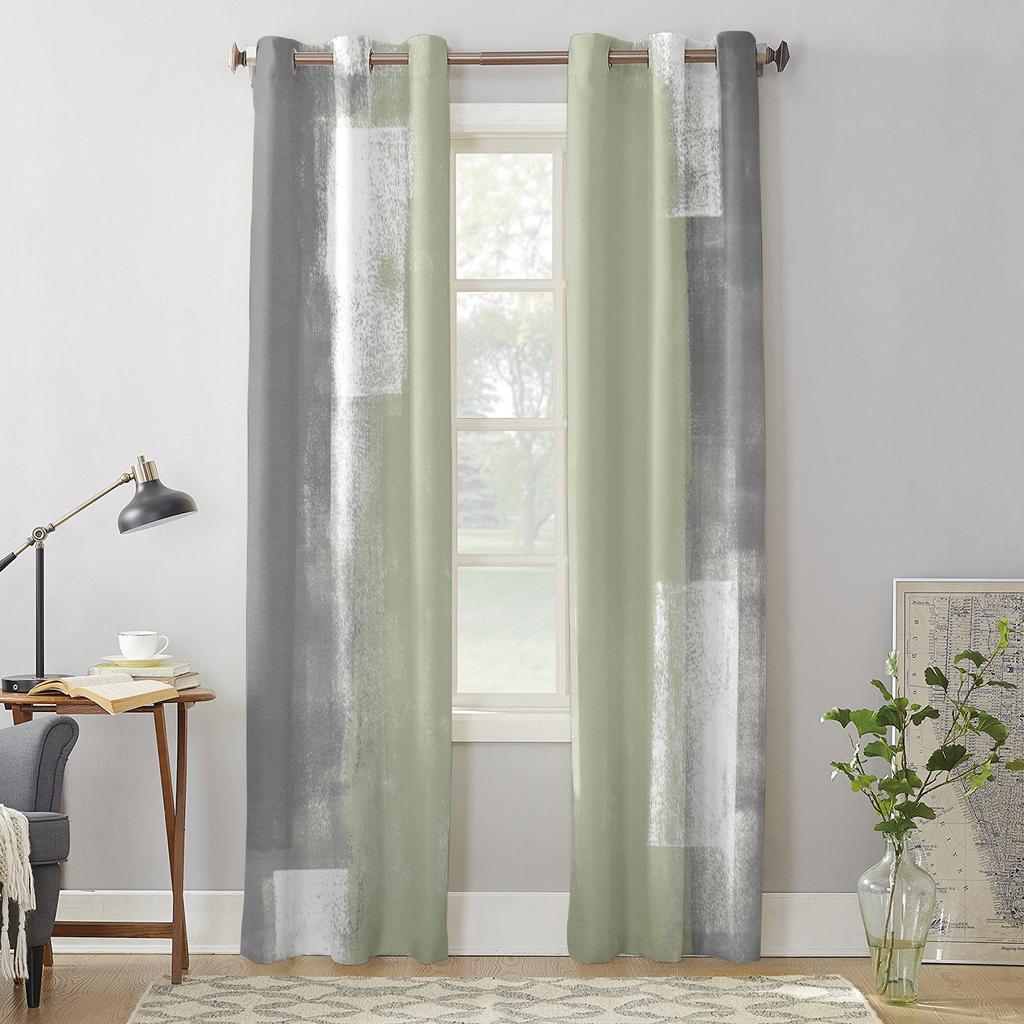 Зеленая картина маслом шалфея, текстура, оконные шторы для гостиной, дома, спальни, кухни, декор, Рождественская занавеска