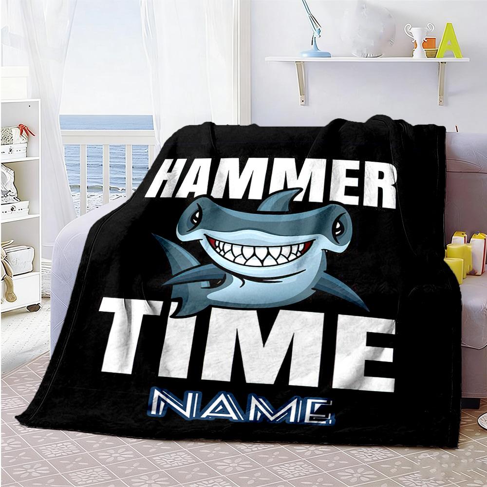 Shark55 Customize Text Blanket Multi-purpose Personalized Blanket Comfortable Suitable for Living Room Nap Picnics Livingroom All-Season Use