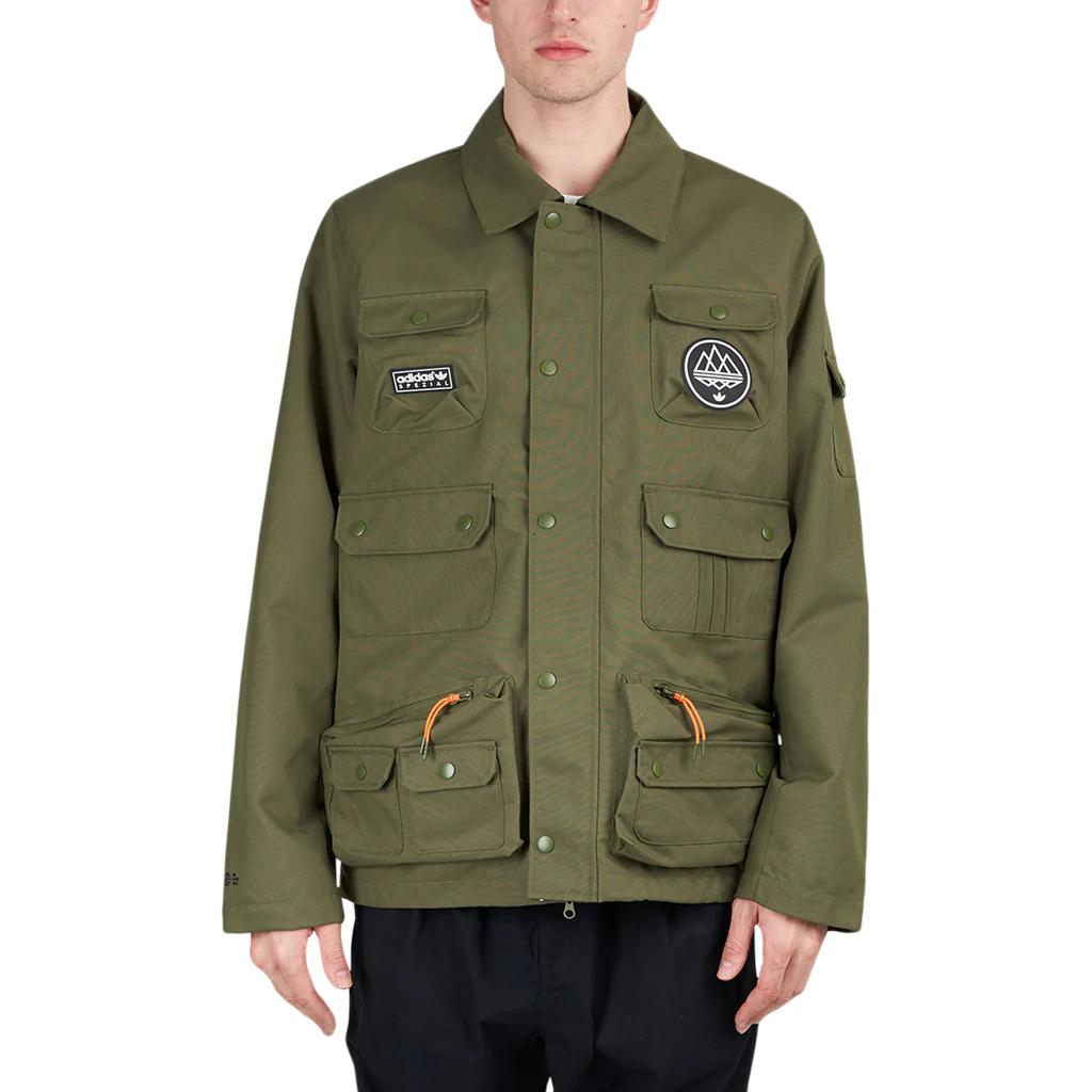 Adidas Originals X Spezial Co-Brand Logo Patch Multi-Pocket Utility Jacket Men Jackets Military-Green HS4162