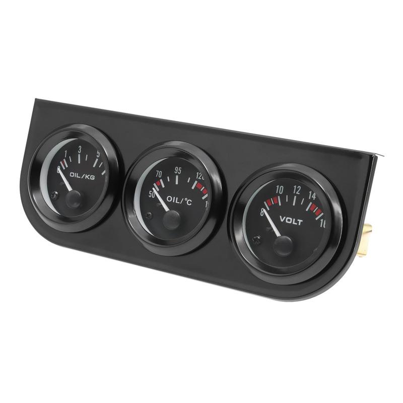 52MM 3in1 Meter Water Temperature Gauge Volt Meter Oil Pressure Gauge Kit with Water Temp Sensor 10mm Triple Meter Voltmeter