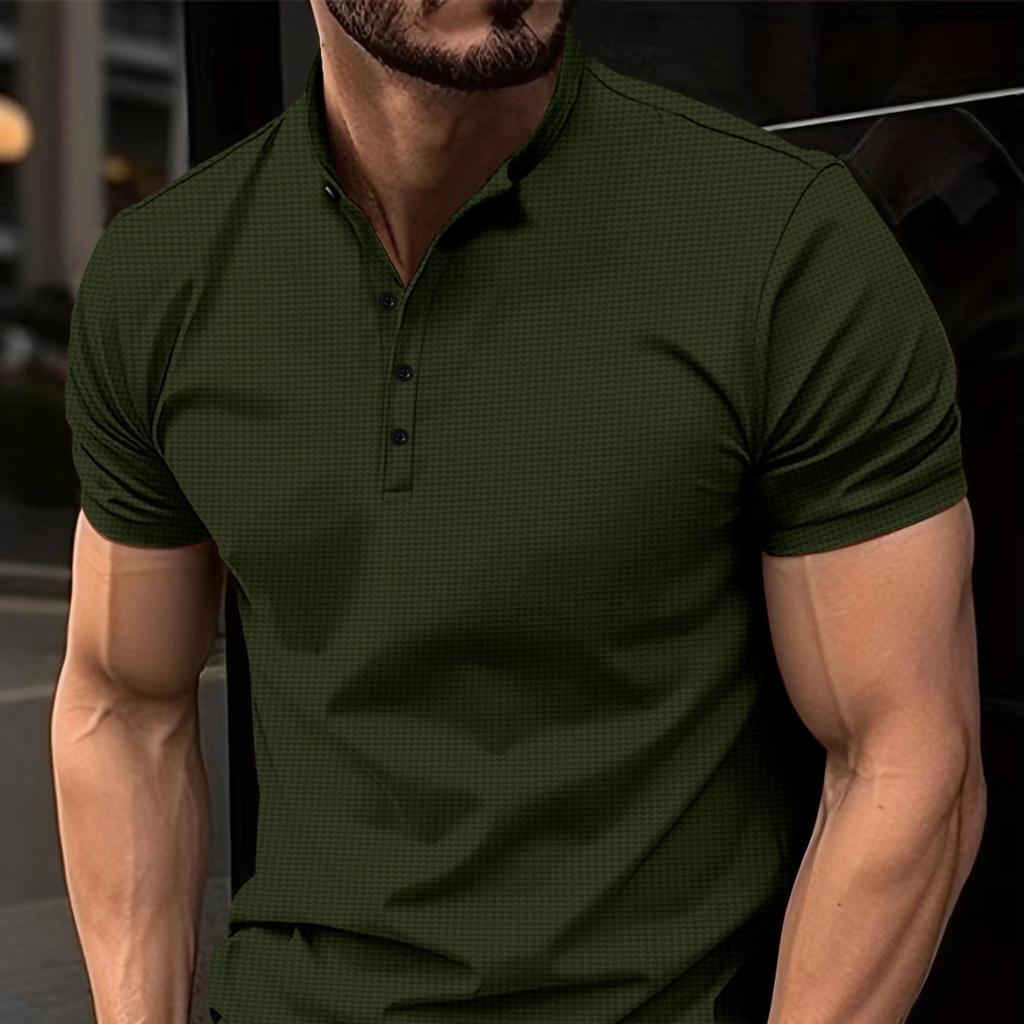Новая мужская рубашка поло с коротким рукавом и воротником-стойкой на пуговицах