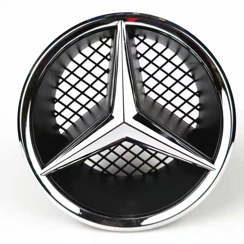 DDJ2 QWE QWE 3d Chrome Black Star Logo Car Front Grille Emblem Mercedes Benz Amg W205 W212 W207 A B C E GLK CLA CLS GL ML R Class