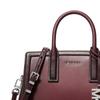 MICHAEL KORS Laila brand logo charm silver hardware polished cow split leather handbag small women's brown red