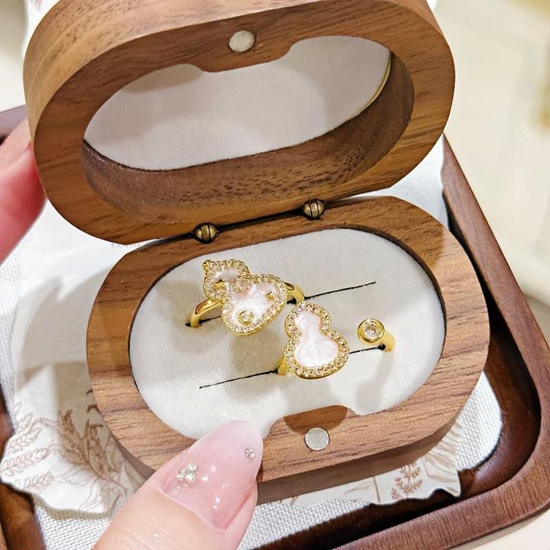 Fairy Hepburn Style Unique Foreign Style Enamel Gourd Open Ring Index Finger Ring Niche High Sense Medieval Ring Girl