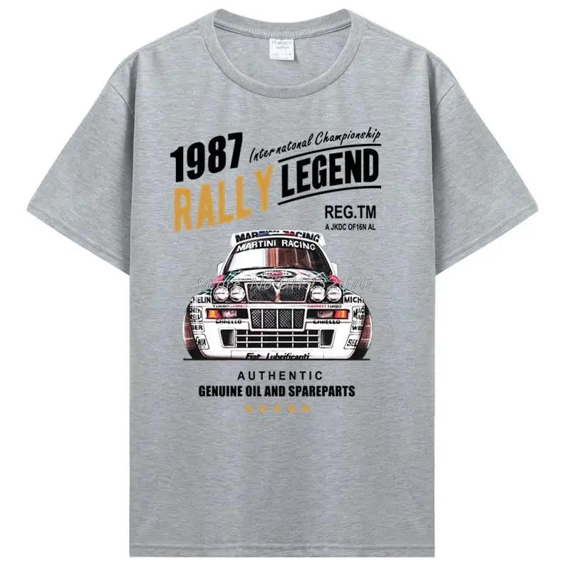 Rally Legend Motif With 1987 Lancia Delta Integrale Hf Car Summer Brand Cotton Hip Hop Fitness Clothing T Shirt
