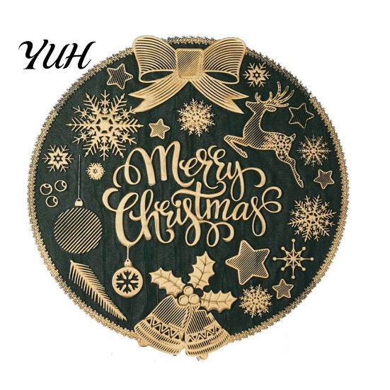 Heat Resistant PVC Mats Round Christmas Placemat, 15 Inch Waterproof Place Mat, Non Slip Holiday Placemats Mat for Dining Table Party Decor