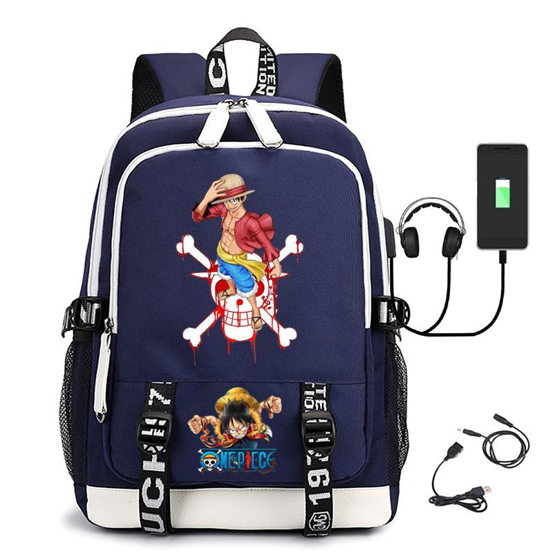 Хит продаж Рюкзак ONE PIECE Луффи с USB-зарядкой, большая вместимость