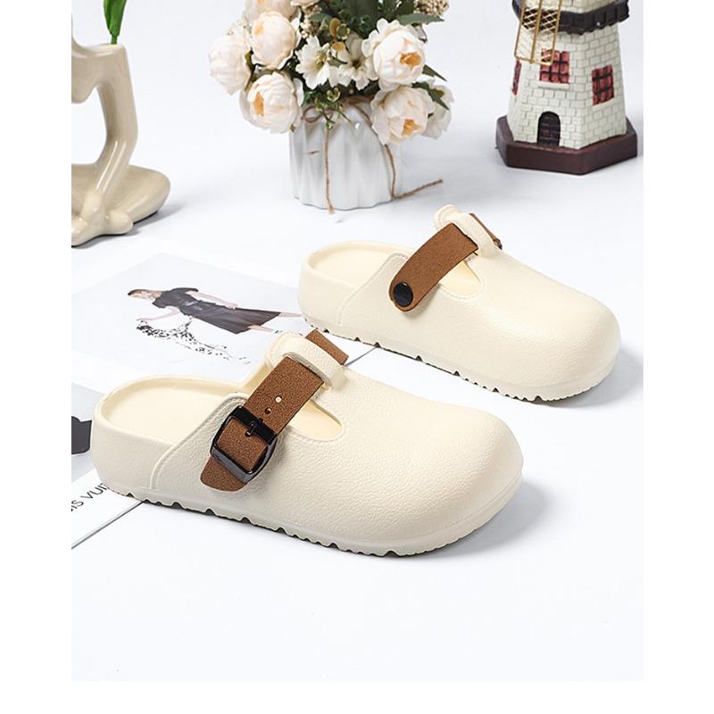 Женские летние полутапочки с закрытым носком, легкие одинарные туфли с пряжкой, сандалии на толстой подошве для ношения на улице