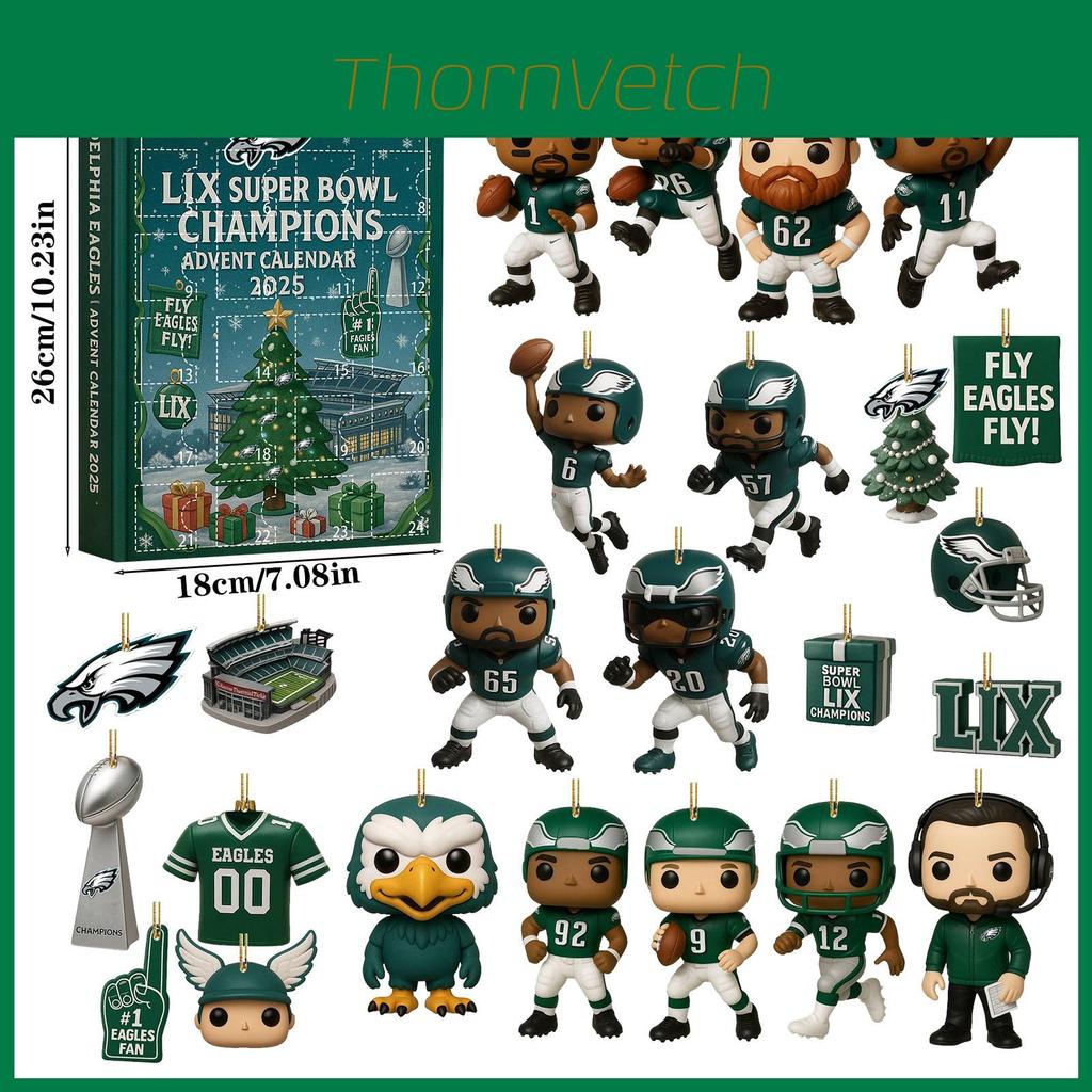 Праздничный адвент-календарь Philadelphia Eagles с акриловыми фигурками для рождественского обмена подарками
