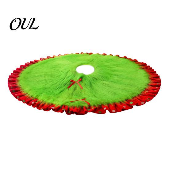 Large Tree Stand Cover Red Green Christmas Skirt, 36/48 Inch Thick Faux Fur Xmas Skirt Winter Holiday Party Supplies Mat, Furry Plush Round Carpet for